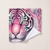Tigre rose, visage de tigre. (Gant de toilette)