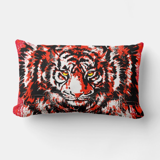 Tigre rouge Tiger Tête Lève Oreiller Impression (Recto)