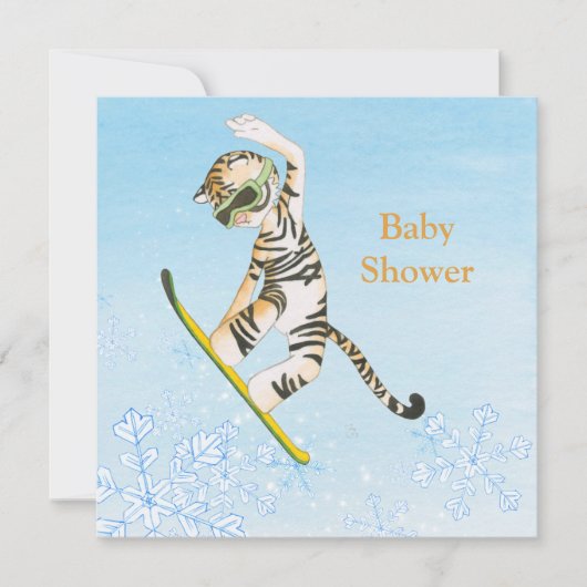 Tigre sur la carte d'invitation de baby shower de (Devant)