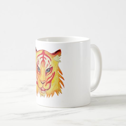 Tigre Tirage Visage 325 ml Mug blanc classique (Devant droit)