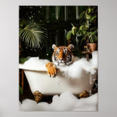 Tigre Tropical dans la Baignoire Impression - Mur (Devant)