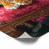 Tigre tropical sur canapé rose Poster Tigre éclect (Coin)
