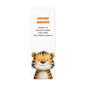 Tigreau Mignon Aquarelle Faune Étiquette d'Adresse