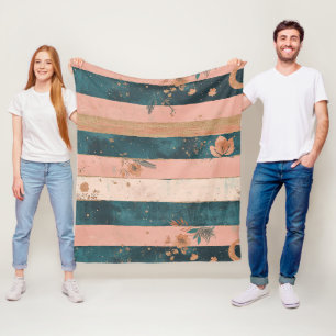 Tigreen en kleiaardse hemelstreep met tribale deta fleece deken