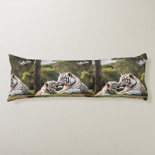 Tigres Blancs Tendre – Coussin de Corps Nature Sér (Devant)