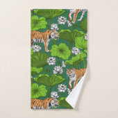 Tigres dans l'étang blanc de lotus (Serviette à main)