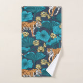Tigres dans l'étang jaune de lotus (Serviette à main)
