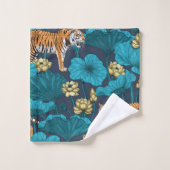 Tigres dans l'étang jaune de lotus (Gant de toilette)