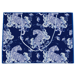 TIGRES DE SAC CADEAU EN NUAGES EN BLEU