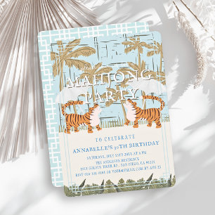 Tigres Rugissants Chinoiserie Bleue Invitation Ann