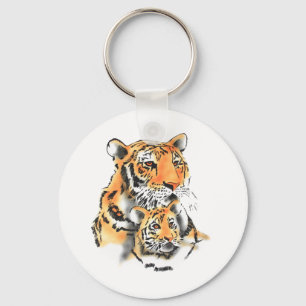 Tigress en cub sleutelhanger