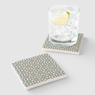 Tigroene, bruine en witte geometrische patroon stenen onderzetter
