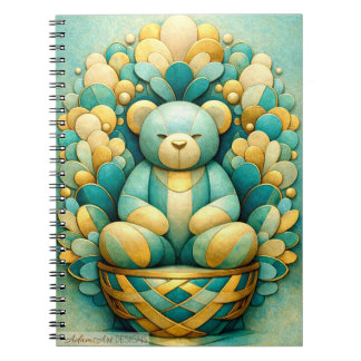 Tigrood en gouden geometrische teddybeer kunst notitieboek