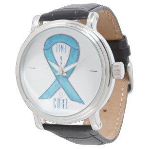 Tijd 2 Cure Blue Awareness Ribbon Wrist Watch Horloge