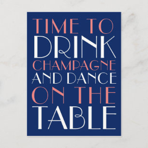Tijd aan Drink Champagne en Dance op de Lijst Briefkaart