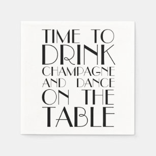 Tijd aan Drink Champagne en Dance op de Lijst Servetten
