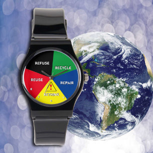 Tijd besparen Planeet! Recyclen, hergebruikt, opni Horloge