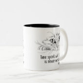 Tijd besteed aan katten is nooit verspild tweekleurige koffiemok (Voorkant rechts)