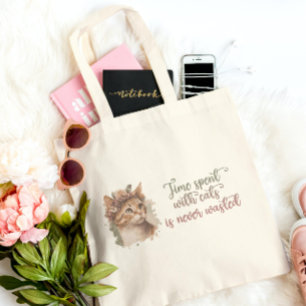 Tijd besteed met ontwerp van Waterverf van kattenk Tote Bag