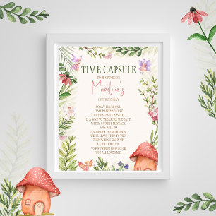 Tijd Capsule Fairy Enchanted Forest 1st Birthday Poster