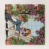 Tijd doorbrengen met mijn kat, koffie en Planten Legpuzzel (Horizontaal)