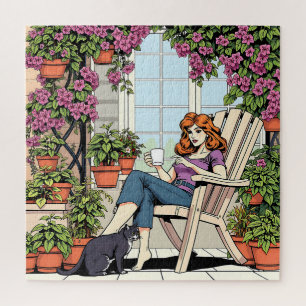 Tijd doorbrengen met mijn kat, koffie en Planten Legpuzzel