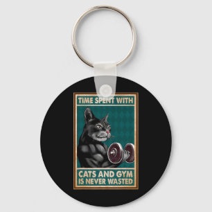 Tijd doorgebracht met katten en gym is nooit een w sleutelhanger
