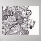 Tijd en geld - zwart en wit steampunk poster (Voorkant)