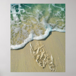 Tijd heelt alle wonden - voetafdrukken in het zand poster