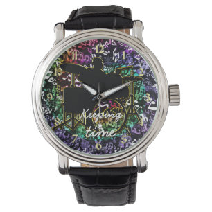Tijd in drummer en Muzieknoten Horloge