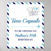 Tijd in het vliegtuig Capsule Baby Boy 1e verjaard Poster (Voorkant)