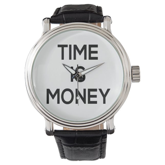 Tijd is geld, tekstontwerp, woordkunst horloge (Voorkant)