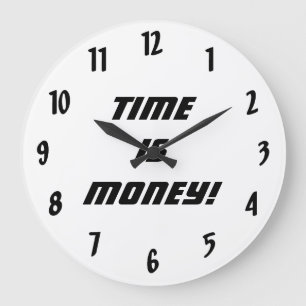 Tijd is Geld! - Zwart en Wit Grote Klok