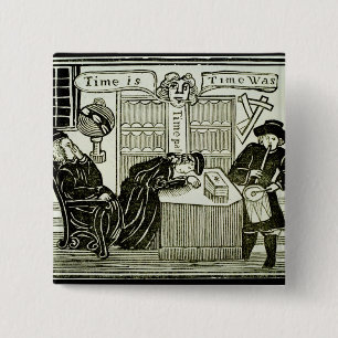 'Tijd is, tijd was', kopie van een illustratie van Vierkante Button 5,1 Cm
