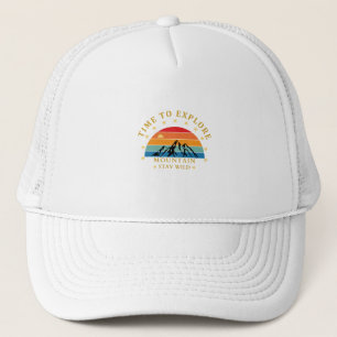 Tijd om berg T-shirt te verkennen – Retro Wandelsh Trucker Pet