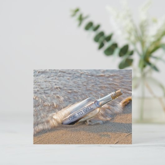 Tijd om bericht op het strand te verkopen briefkaart (Staand voorkant)