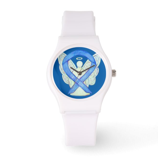 Tijd om Blue Awareness Ribbon Custom Watch te hope Horloge (Voorkant)