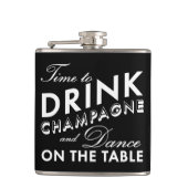 Tijd om Champagne Black Flask te Drinken Heupfles (Voorkant)