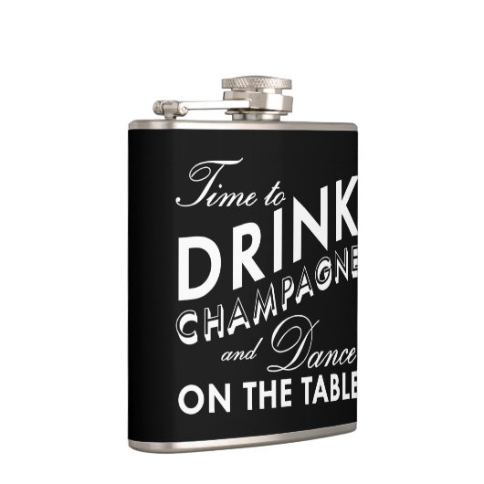Tijd om Champagne Black Flask te Drinken Heupfles (Rechts)
