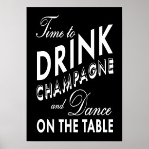 Tijd om Champagne Black Poster te Drinken