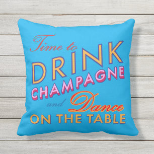 Tijd om Champagne Blue OutdoorPillow te Drinken Buitenkussen