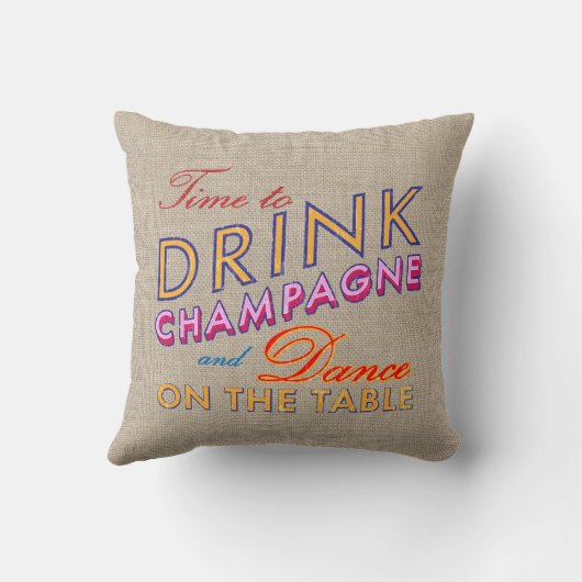 Tijd om Champagne Burlap Pillow te Drinken Kussen (Achterkant)