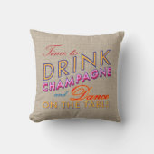 Tijd om Champagne Burlap Pillow te Drinken Kussen (Voorkant)