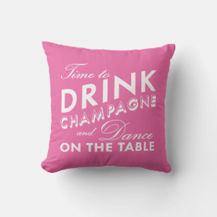Tijd om Champagne Pink Pillow te Drinken Kussen