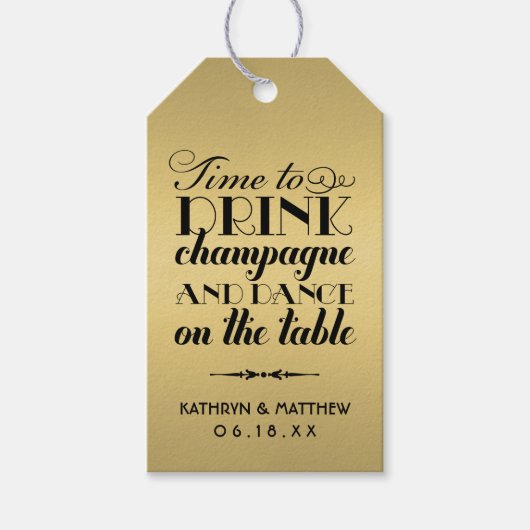 Tijd om Champagne Quote Wedding Monogram te Drinke Cadeaulabel (Voorkant)