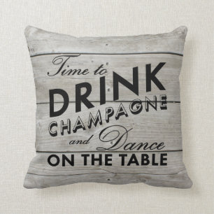 Tijd om Champagne Rustic Black Pillow te Drinken Kussen