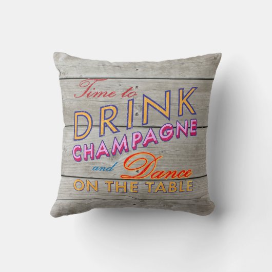 Tijd om Champagne Rustic Pillow te Drinken Kussen (Achterkant)