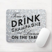 Tijd om Champagne Sparkly Silver Muismat te Drinke (Met muis)
