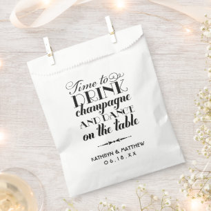 Tijd om champagne te drinken Zwarte Script Bruilof Bedankzakje