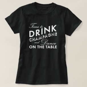 Tijd om Champagne Zwart T-shirt te Drinken